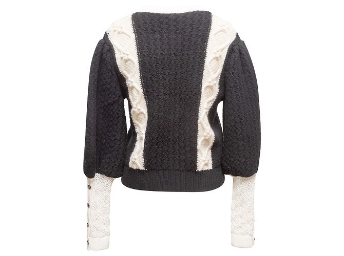 Schwarz-Weiß Chanel 2021 Metiers d'Art Woll- und Kaschmir-CC-Pullover Größe FR 38 - Ansicht 4