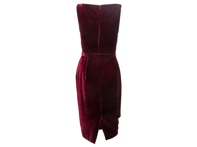 Burgundy Alexander McQueen Samtkleid mit Gürtel Größe IT 40 Rot - Ansicht 3