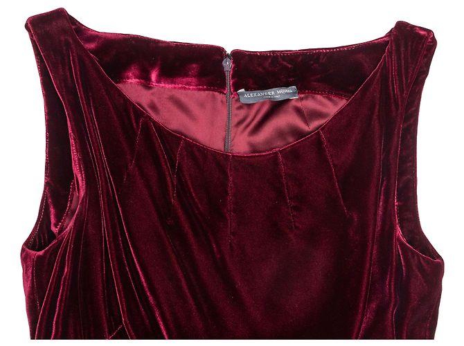 Burgundy Alexander McQueen Samtkleid mit Gürtel Größe IT 40 Rot - Ansicht 4