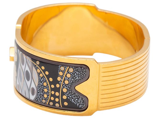 24K vergoldeter & grauer Frey Wille Fire Emaille-Armreif Golden - Ansicht 3