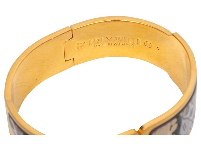 24K vergoldeter & grauer Frey Wille Fire Emaille-Armreif Golden - Ansicht 4