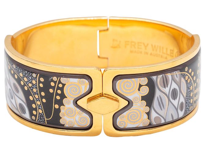24K vergoldeter & grauer Frey Wille Fire Emaille-Armreif Golden - Ansicht 5