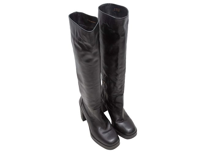 Botas de cuero altas con tacón Stuart Weitzman negras Talla 11B Negro - vista 2