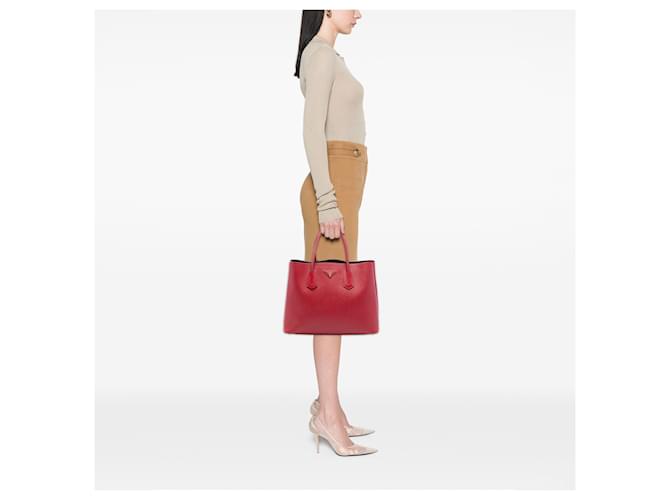 Borsa Double Saffiano Cuir Prada Rossa Medium Rosso - vista 6