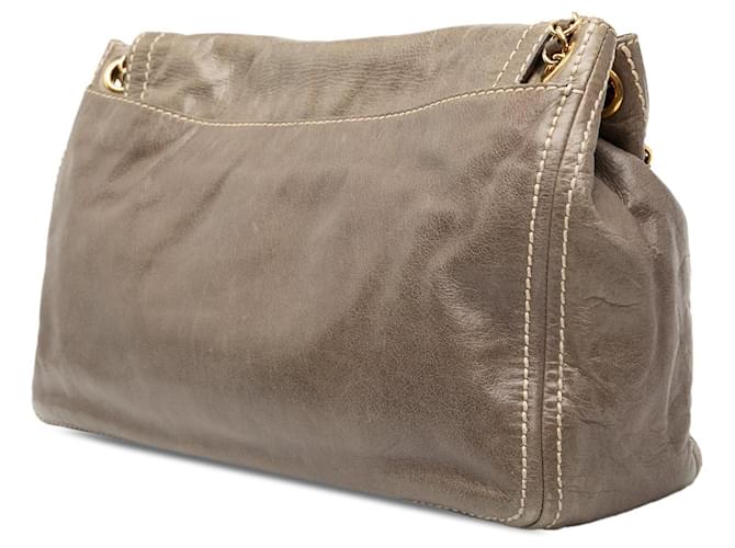Borsa a tracolla Prada Vitello Shine Push Lock marrone - vista 2