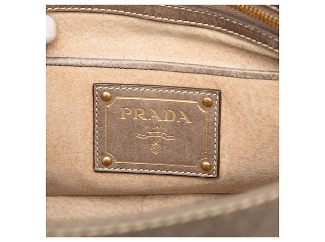 Borsa a tracolla Prada Vitello Shine Push Lock marrone - vista 5
