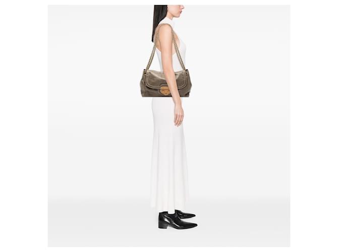 Borsa a tracolla Prada Vitello Shine Push Lock marrone - vista 6
