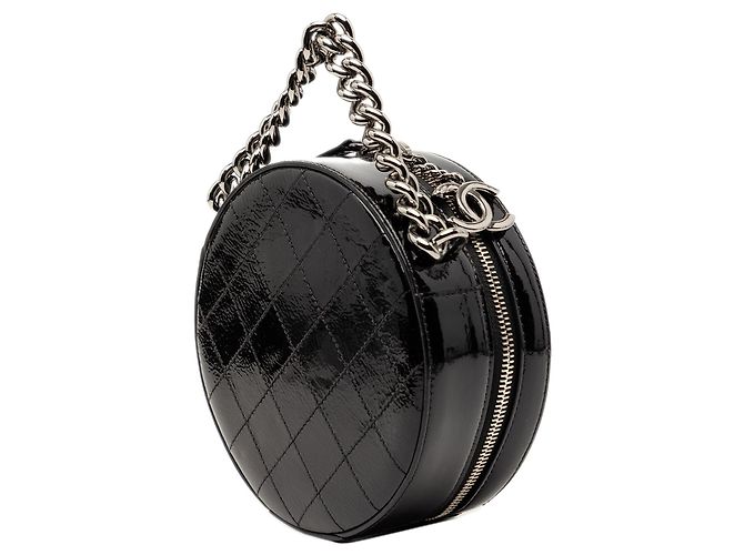 Borsa satchel Chanel Black Patent Round As Earth Nero - vista 2