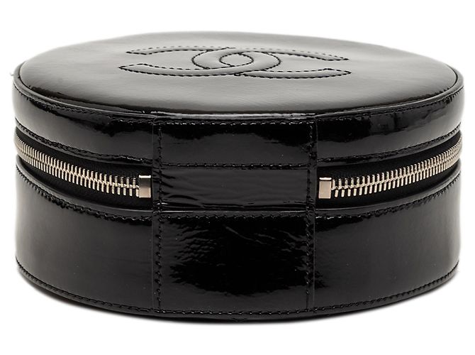 Borsa satchel Chanel Black Patent Round As Earth Nero - vista 3