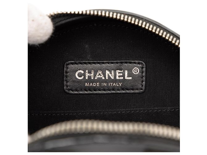 Borsa satchel Chanel Black Patent Round As Earth Nero - vista 5