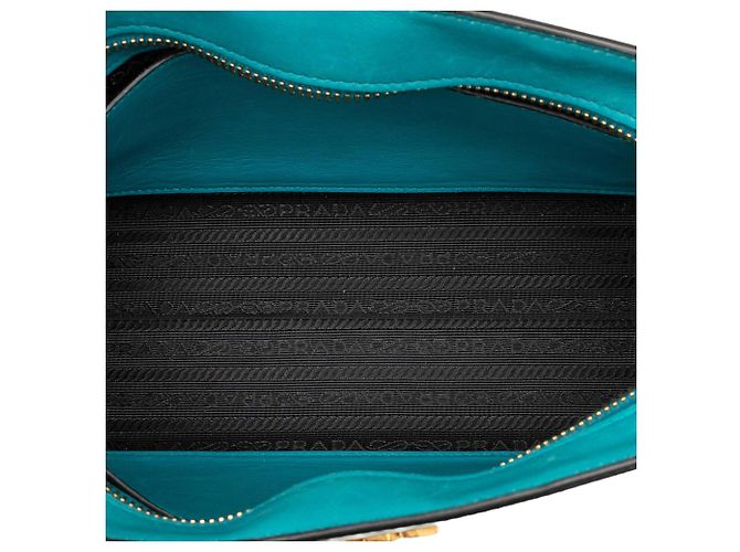 Borsa a tracolla Esplanade Bicolor Saffiano Vernice verde Prada - vista 4