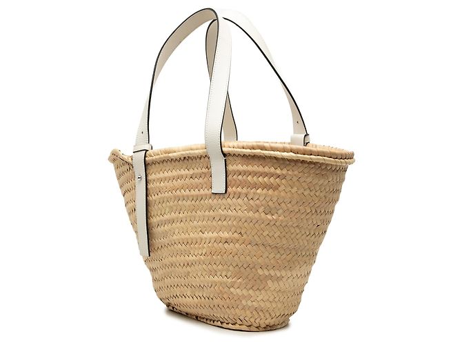 Borsa Tote LOEWE Medium Raffia Anagram Basket bianca Bianco - vista 2