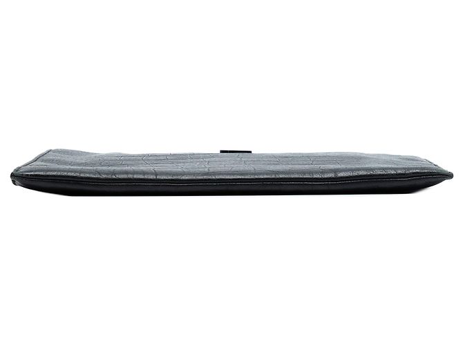 Clutch Monogram in pelle con stampa coccodrillo nera Saint Laurent Nero - vista 3