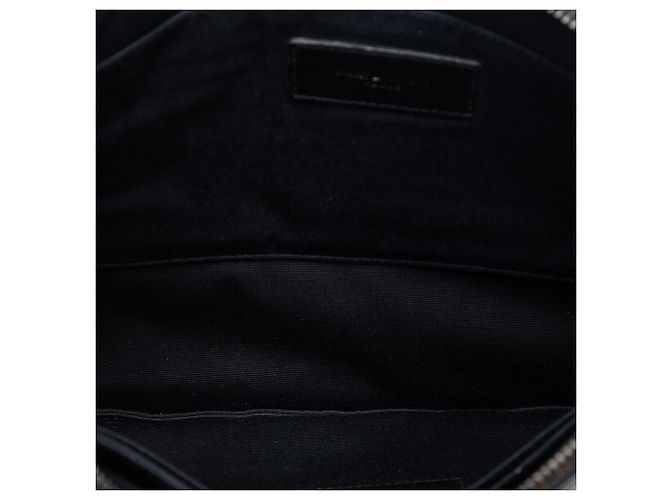 Clutch Monogram in pelle con stampa coccodrillo nera Saint Laurent Nero - vista 4