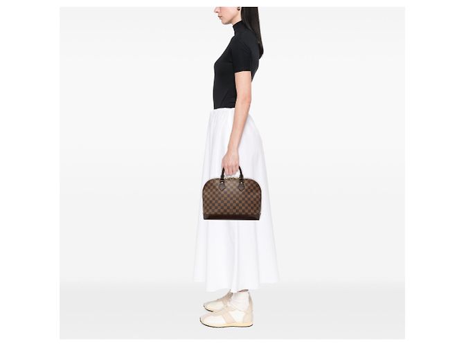 Borsa Louis Vuitton Alma PM in Damier Ebene marrone - vista 7