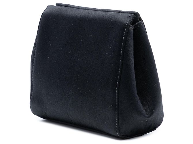 Borsa da sera in raso nero con camelia Chanel - vista 2