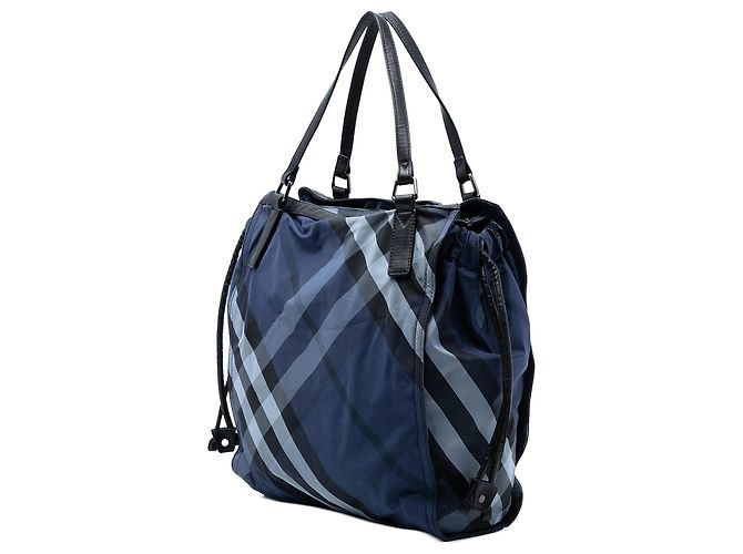 Tote de nylon Burberry Supernova Check azul com fivela - vista 2
