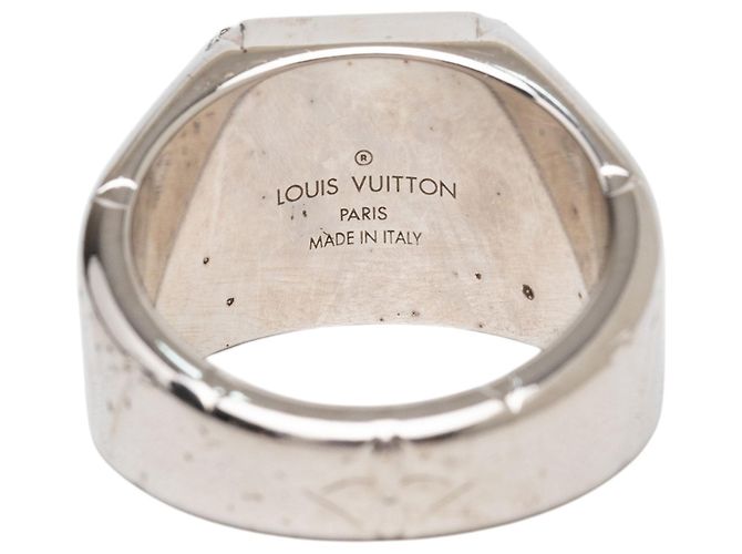 Anello sigillo Louis Vuitton in ottone Monogram argento M - vista 3
