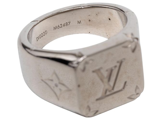 Anello sigillo Louis Vuitton in ottone Monogram argento M - vista 5