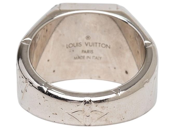 Anello sigillo Louis Vuitton in ottone Monogram argento M - vista 6
