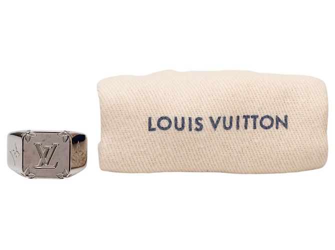 Anello sigillo Louis Vuitton in ottone Monogram argento M - vista 7