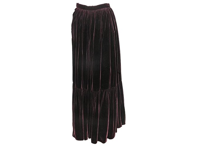 Falda Maxi de Terciopelo Plum Oscar de la Renta Talla US 4 Púrpura - vista 3