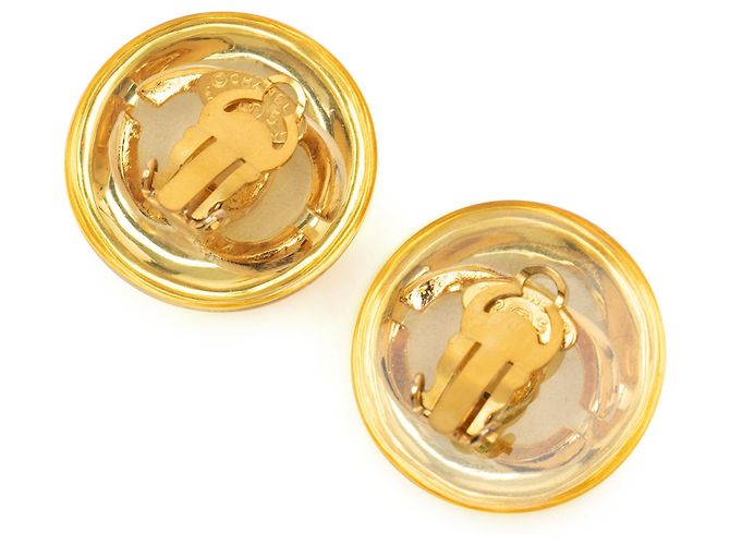 Orecchini a clip Chanel CC in resina e placcati oro D'oro - vista 2