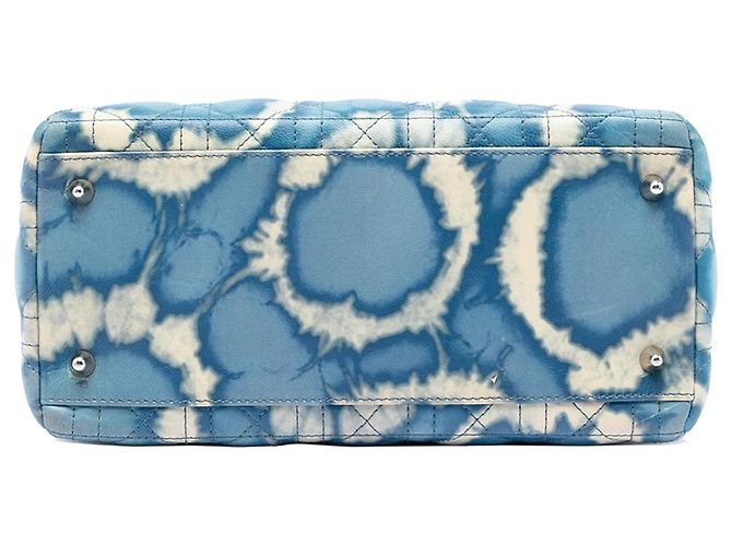 Borsa Lady Dior in pelle di vitello blu con stampa tie dye misura Medium - vista 3