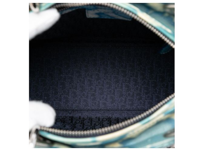 Borsa Lady Dior in pelle di vitello blu con stampa tie dye misura Medium - vista 4