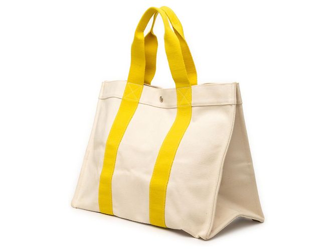 Tote GM em lona amarela Hermès Bora Bora Amarelo - vista 2