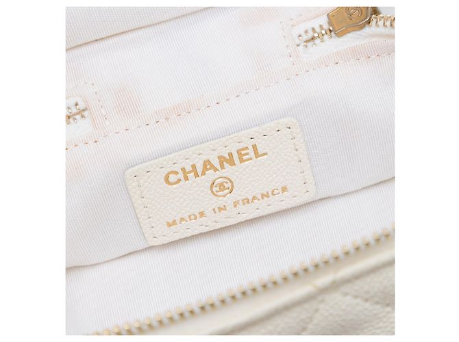 Mini Vanity Case Chanel in Caviar bianco con catena e chiusura con zip around Satchel - vista 5