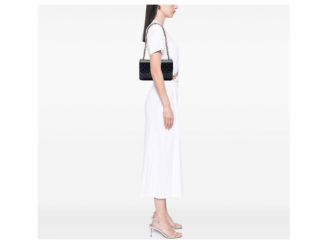 Bolsa de ombro Chanel Westminster em pele de cordeiro acolchoada preta Medium com aba de pérolas Preto - vista 6