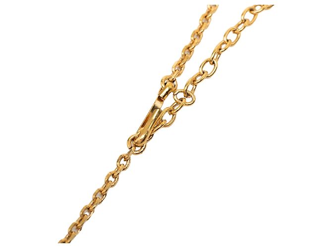 Collana con pendente Chanel CC in resina e perle finte dorate D'oro - vista 4