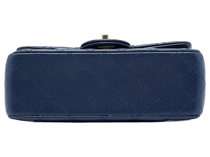 Borsa a tracolla Chanel Mini Rectangular Classic Caviar Single Flap Blu - vista 3