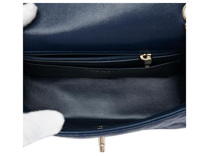 Borsa a tracolla Chanel Mini Rectangular Classic Caviar Single Flap Blu - vista 4
