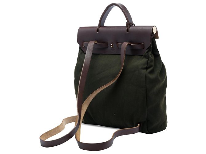 Zaino Hermès Toile Herbag GM verde - vista 2