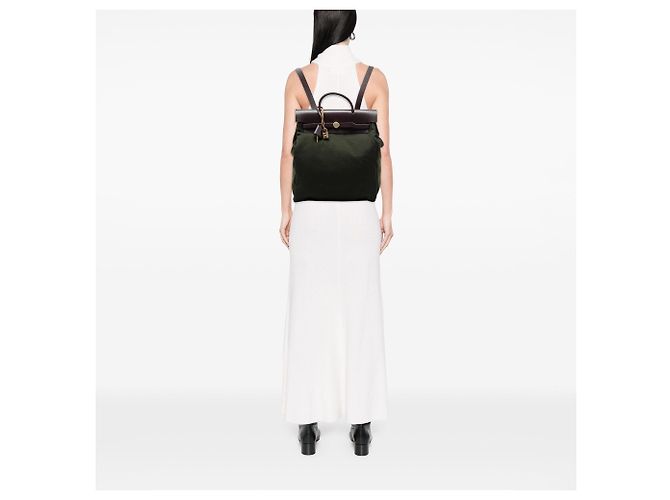 Zaino Hermès Toile Herbag GM verde - vista 5