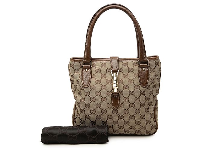 Borsa Jackie Tote Gucci GG Canvas Beige - vista 7