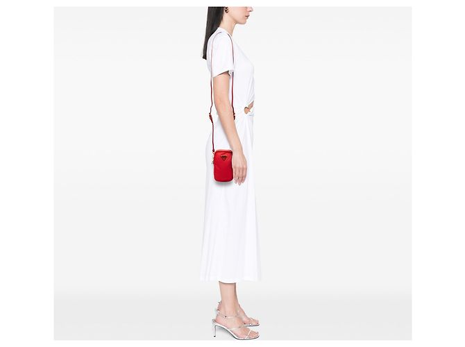 Borsa a tracolla come custodia per telefono con doppia zip in Tessuto rosso Prada - vista 6