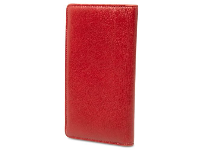 Cartera larga de piel gofrada Chanel CC Camellia roja - vista 2