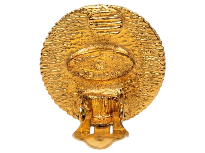 Orecchini a clip Chanel Round Floral Shield placcati oro D'oro - vista 3