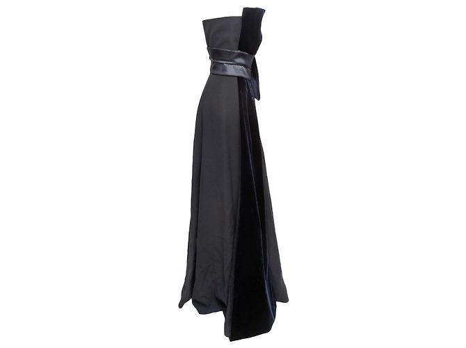Trägerloses Abendkleid aus Samt und Seide in Navy Giorgio Armani Größe IT 40 - Ansicht 2