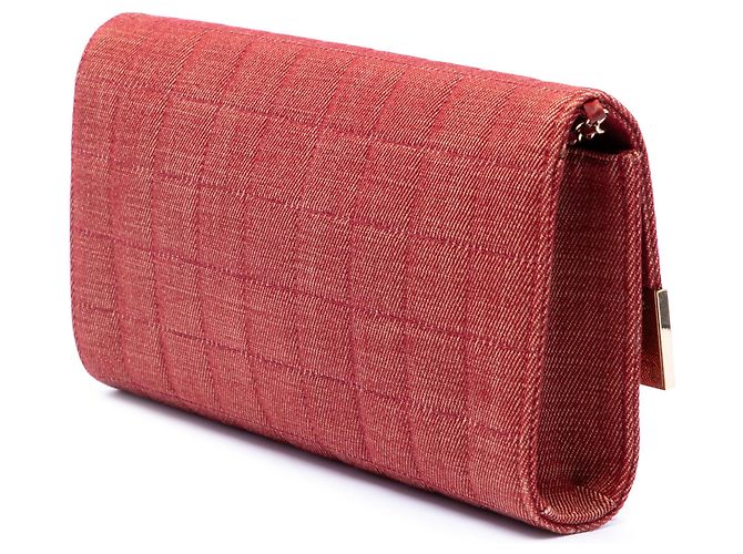 Borsa a tracolla Chanel CC Choco Bar in denim rosso con catena - vista 2