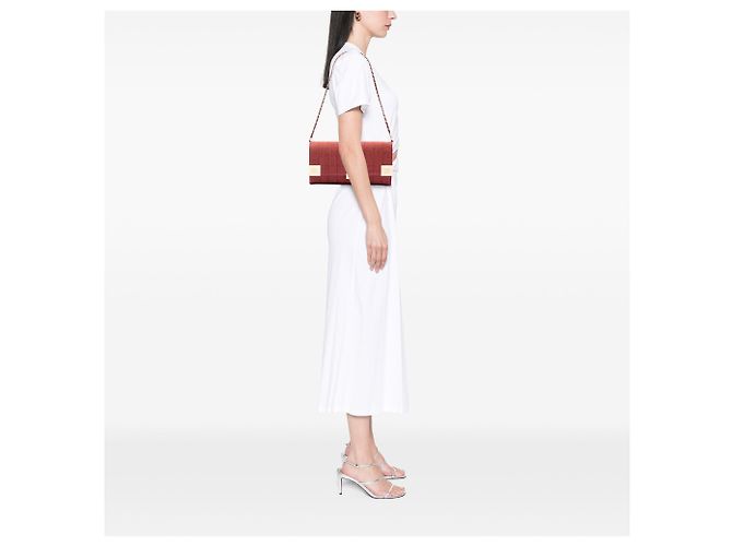 Borsa a tracolla Chanel CC Choco Bar in denim rosso con catena - vista 6