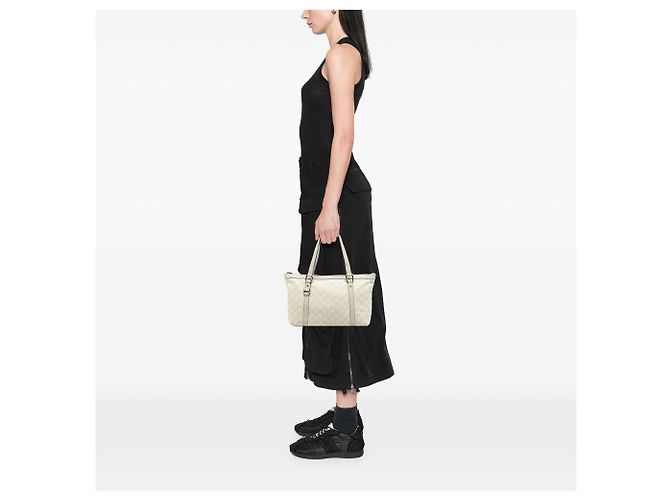 Tote Gucci Guccissima Abbey D Ring bianco - vista 7