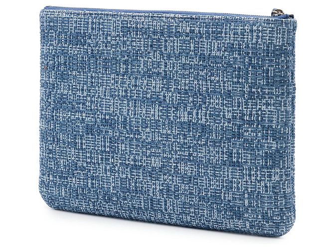 Clutch Chanel Medium Tweed Deauville O Case Blu - vista 2
