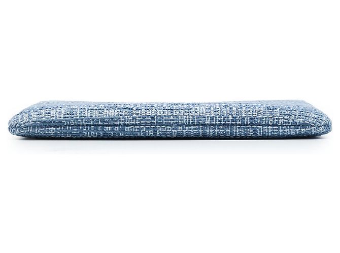 Clutch Chanel Medium Tweed Deauville O Case Blu - vista 3