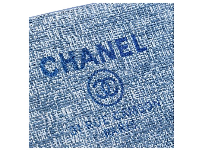 Clutch Chanel Medium Tweed Deauville O Case Blu - vista 5