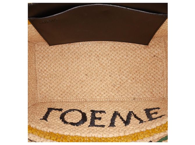 Borsa Tote LOEWE Paulas Ibiza Medium in rafia a righe beige - vista 4