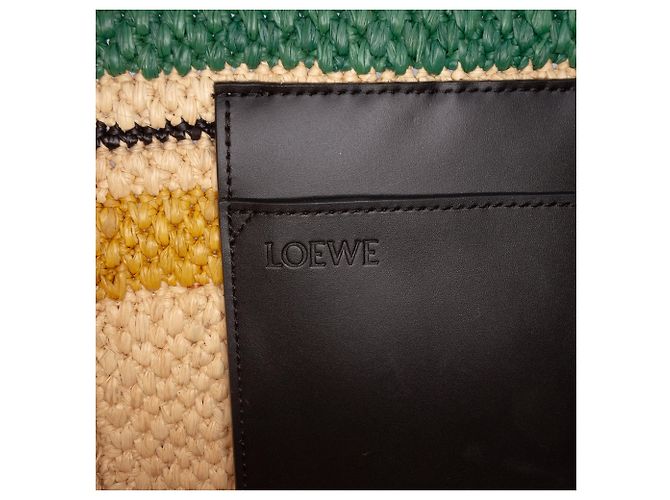 Borsa Tote LOEWE Paulas Ibiza Medium in rafia a righe beige - vista 5
